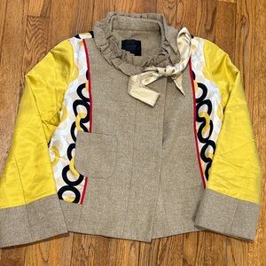 J. Crew collection vintage SILK and Wool abstract geo print blazer jacket size 6